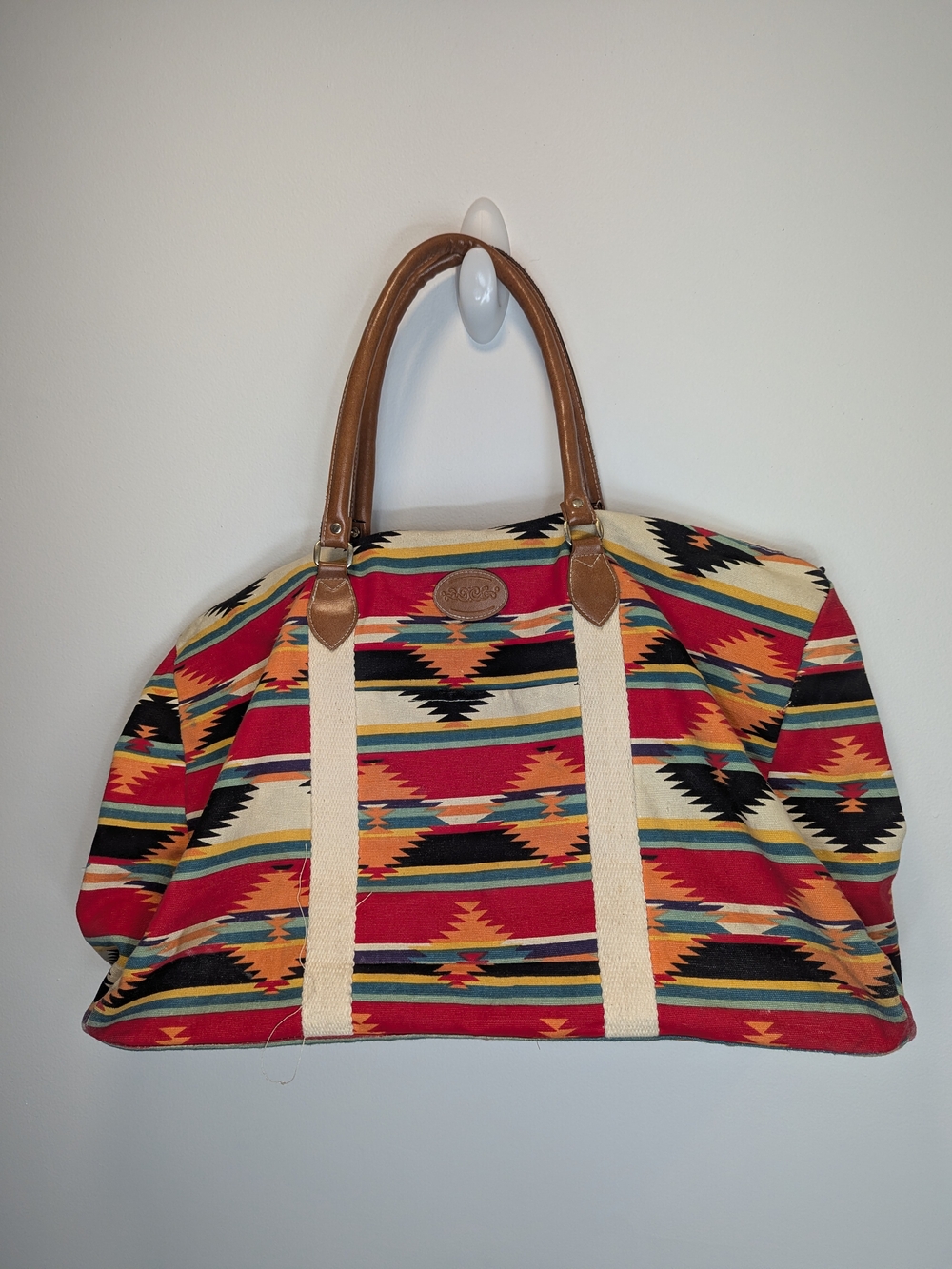 Gitano Vintage Aztec Weekender Bag One Size Red Orange Southwest Western